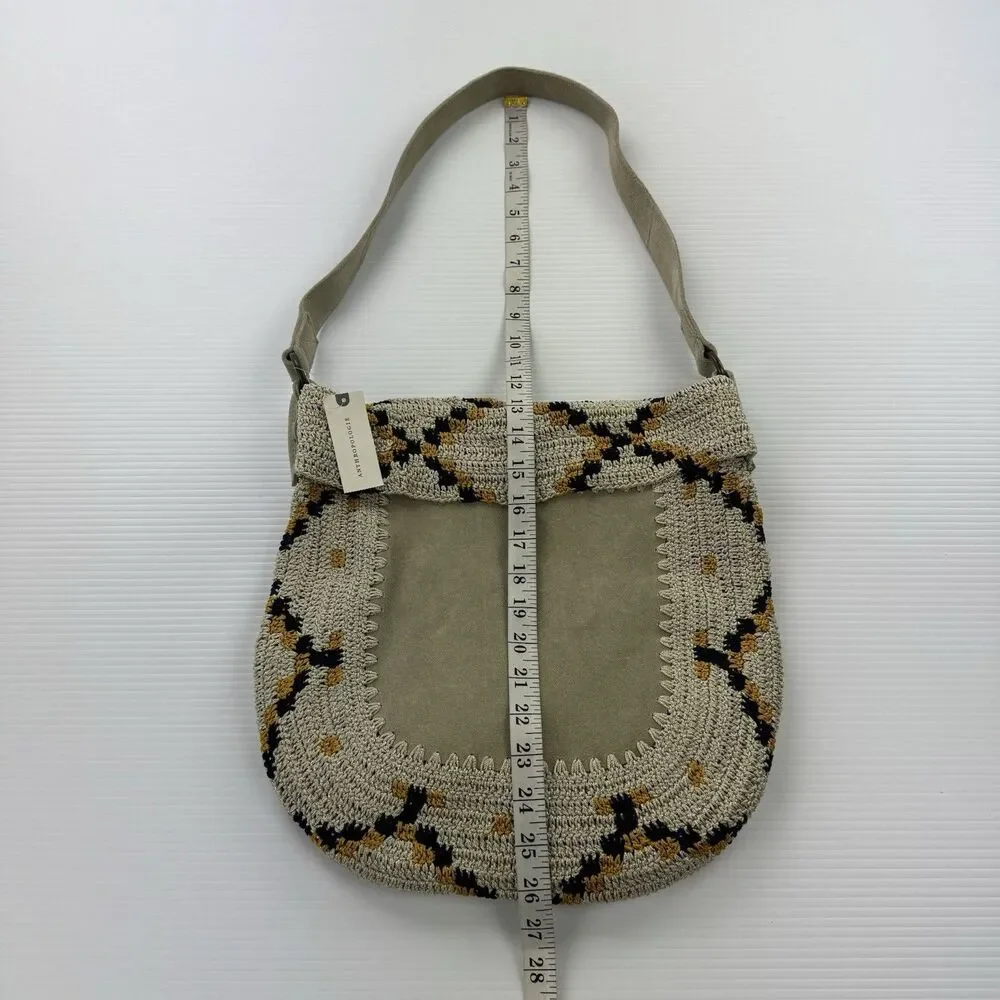 Anthropologie Dauphine Hobo Bag Jasper & Jeera Leather Crochet NWT $148